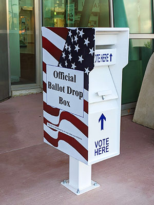 Photo of ballot box located on the west side of City Hall