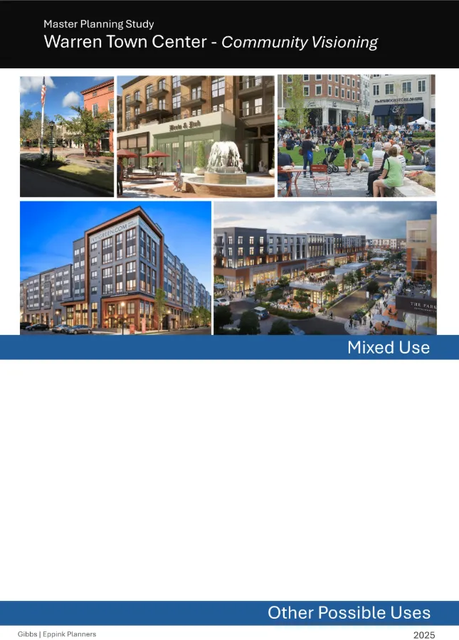 Master Planning Study Warren Town Center - Community Visioning mixed use building renderings