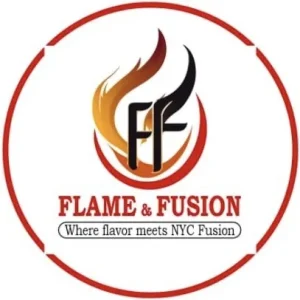 Flame and Fusion Logo with flames FF and says where flavor meets NYC fusion